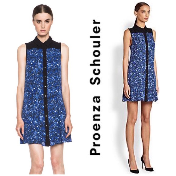 NEW Proenza Schouler Silk Microprint Shirt Dress - Picture 5 of 16
